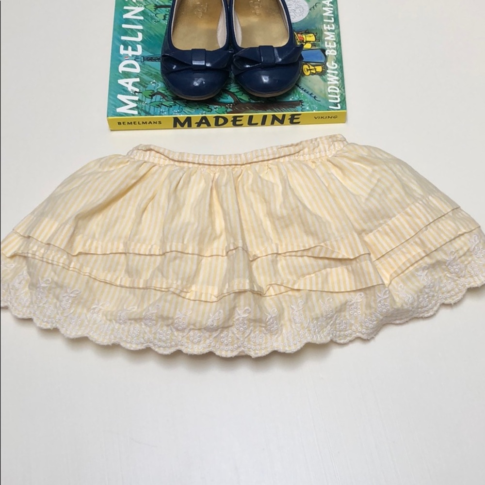 GAP | Yellow & White Striped Embroidered Skirt | 6-12 Months